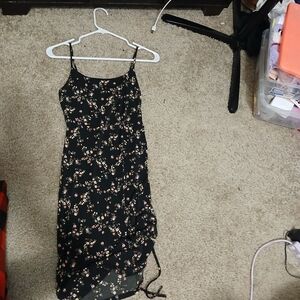 Chic Asymmetrical Black Floral Dress